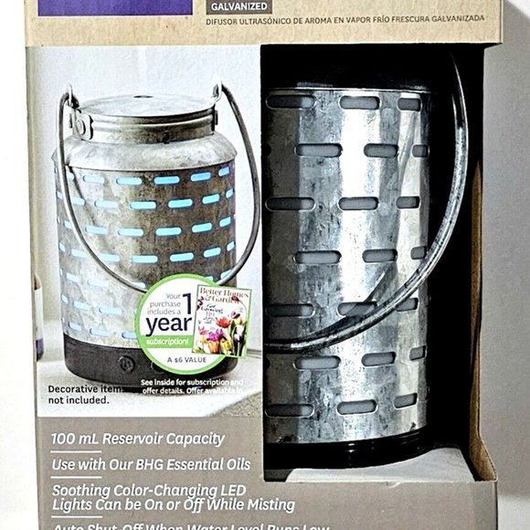 Better Homes & Gardens Cool Mist Ultrasonic Aroma Diffuser, Galvanized, 100 mL - Picture 1 of 2